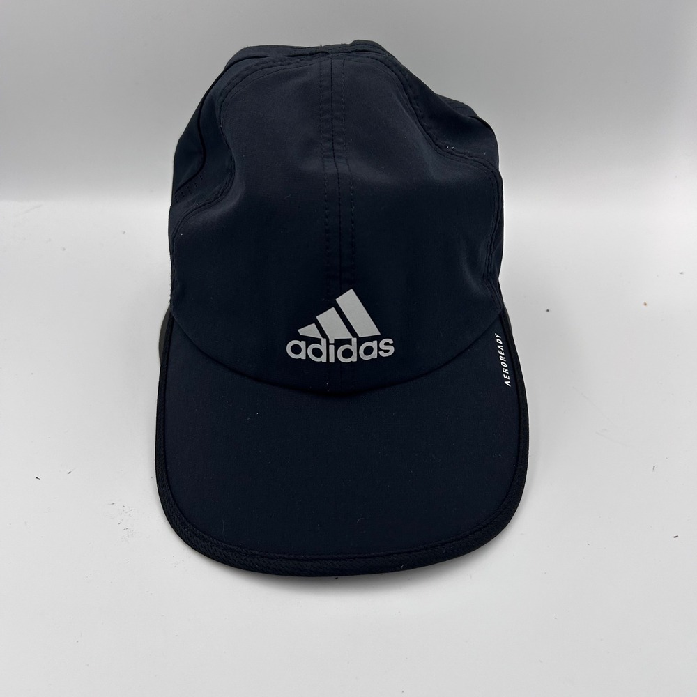 Adidas Aeroready Running Hat Black Reflective Logo Adjustable Performance Cap